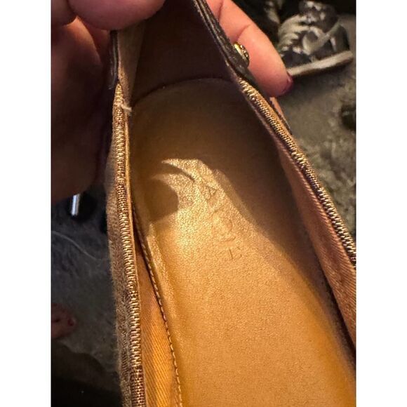 Coach chelsea tan/brown signature jacquard cap toe flat/shoe 10 - Picture 6 of 9